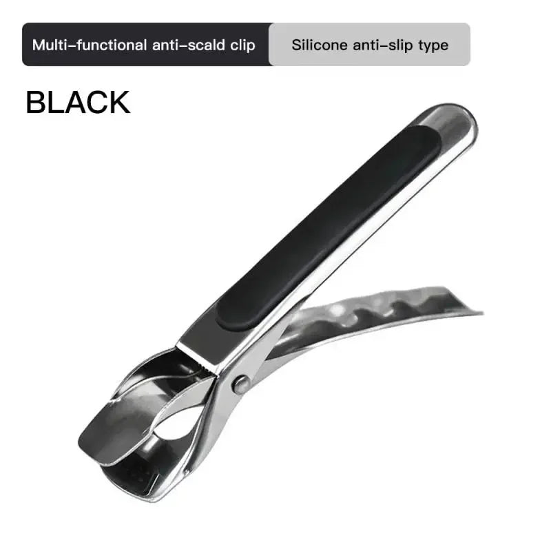 Kitchen Anti Scald Plate Bowl Dish Pot Holder Holder Stainless Steel Clamp Anti-hot Clip Lifter Kitchen Oven Accessories Tool Peaceful Pleasures Health and Wellness black2PCS