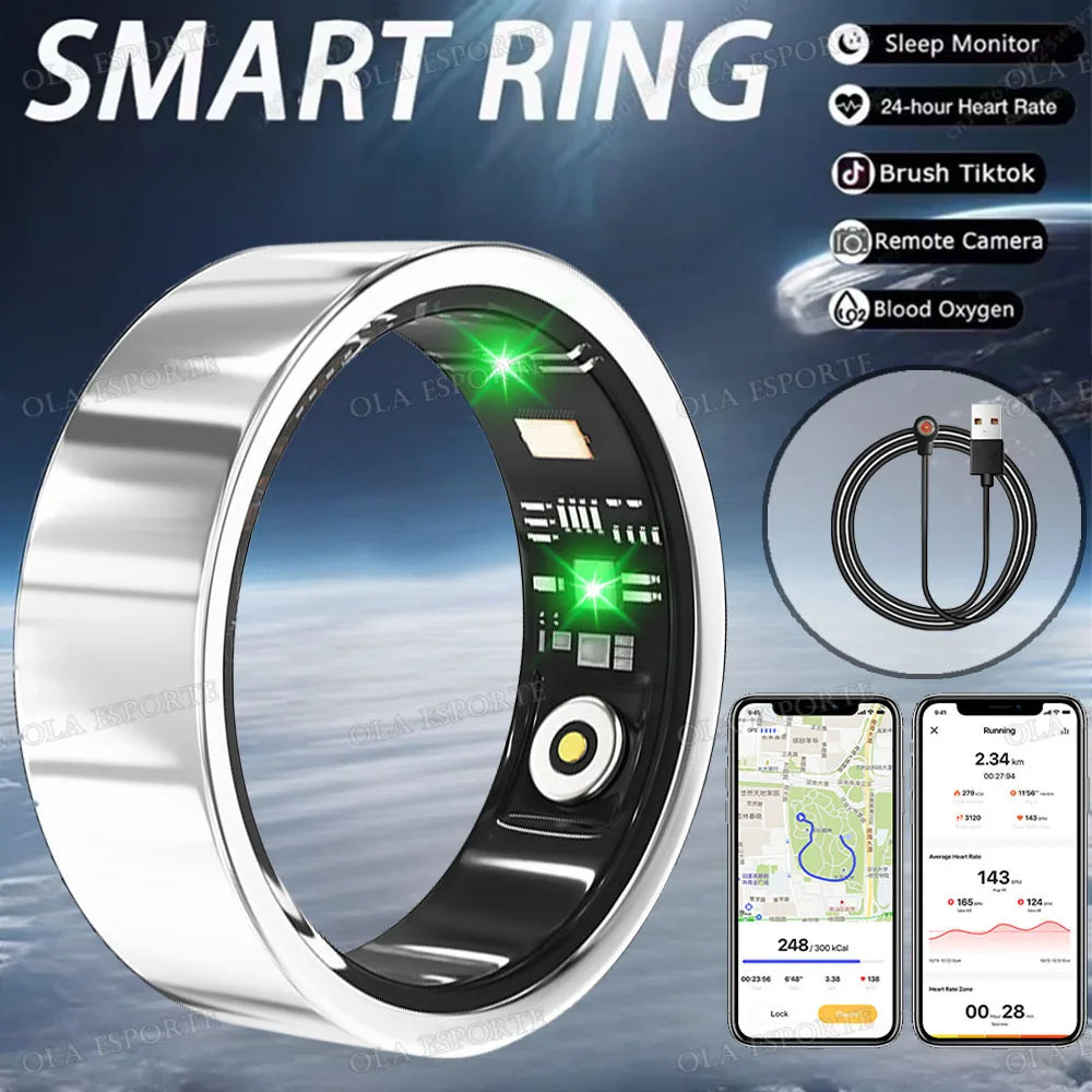 Men Women Smart Ring Menstrual Period Heart Rate Sleep Health Monitoring IP68 Waterproof Sports Fitness Tracking Smartring 2026 Peaceful Pleasures Health and Wellness White 6