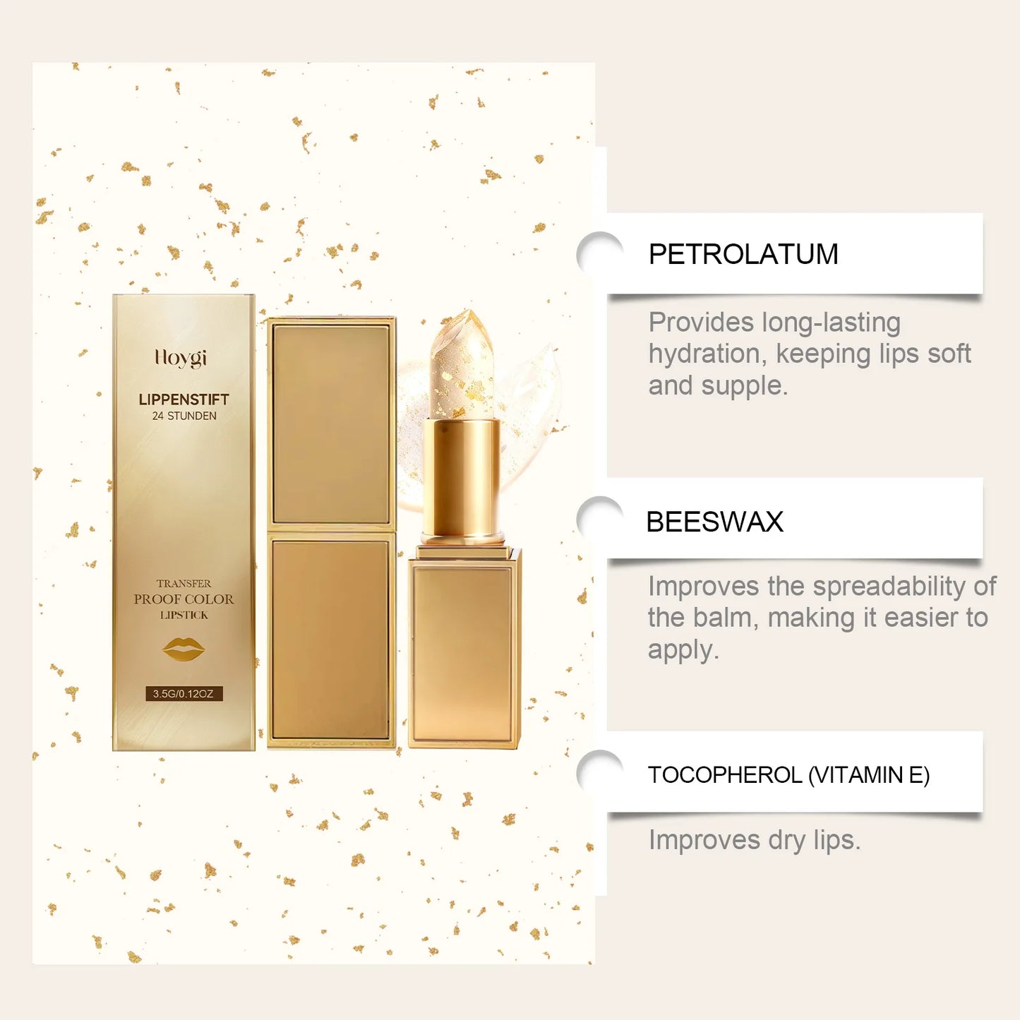 Gold Foil Color-Changing Lip Balm – Moisturizing & Transfer-Proof