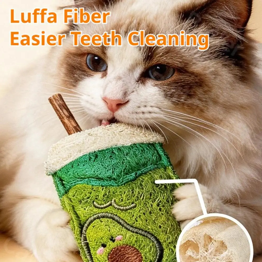 Natural Loofah Cat Chew Toy with Catnip & Silver Vine