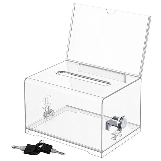 With Lock Acrylic Donation Box Voting Charity Sign Holder Portable Ballot Box Transparent Complaint Box Suggestion Box Peaceful Pleasures Health and Wellness