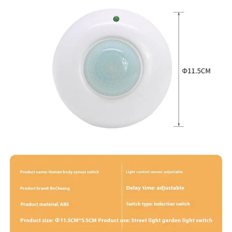 1Set Human Body Infrared Detector 180 Degree AC110-240V Ceiling Mounted PIR Super Slim Motion Sensor Light Switch Peaceful Pleasures Health and Wellness 240V Onesize