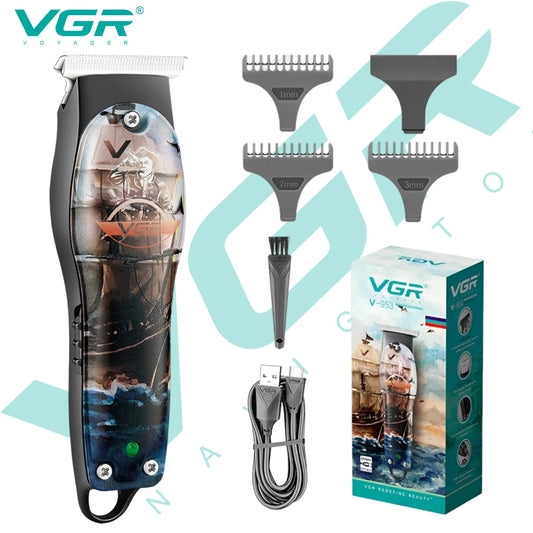 VGR V-953 Low Noise Beard Trimmer and Hair trimmer Professional Hair trimmer Charging wireless Personality Graffiti trimmer Peaceful Pleasures Health and Wellness