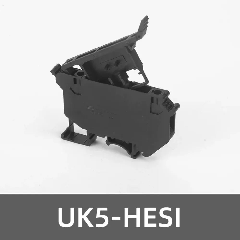 10Pcs UK-5-HESI Din Rail Terminal Block - Screw Fuse Holder with Disconnect Lever, Fits 5x25mm Fuse, Electrical Wire Connector Peaceful Pleasures Health and Wellness UK5-HESI Black With 6A fuse