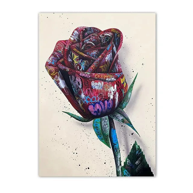 Graffiti Street Art Canvas Print | Love Kiss Hand Gestures Poster