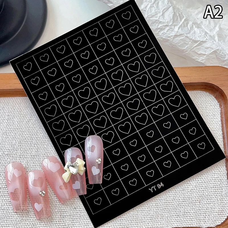 Airbrush Stencil For Nails Heart Bow Stars Pattern Hollow Nail Sticker Templates For French Manicure Tips Nail Design Peaceful Pleasures Health and Wellness A2