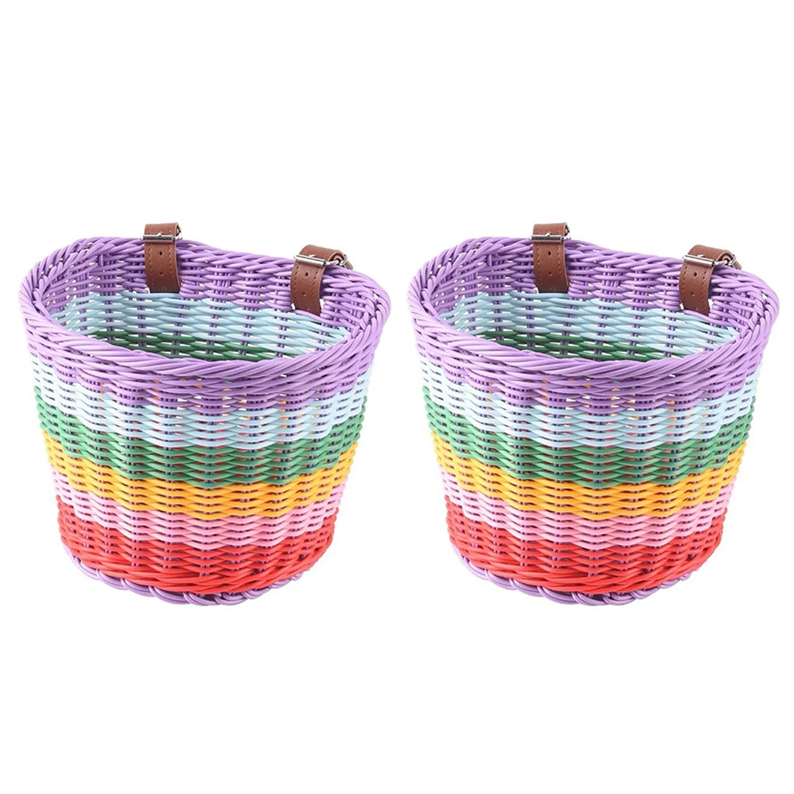 Kid Front Handlebar Bike Basket Vintage Rainbow Color Front Bicycle Basket Suitable for Most Type of Bikes Peaceful Pleasures Health and Wellness Small 2pcs