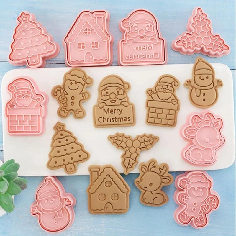 3D Christmas Cookie Cutters – Cartoon Fondant Baking Mold Set