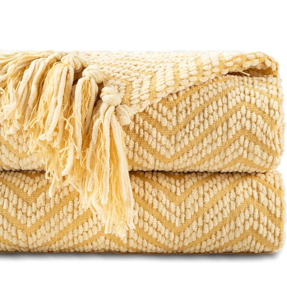 Battilo Chenille Knit Throw Blanket | Soft Couch & Sofa Throw