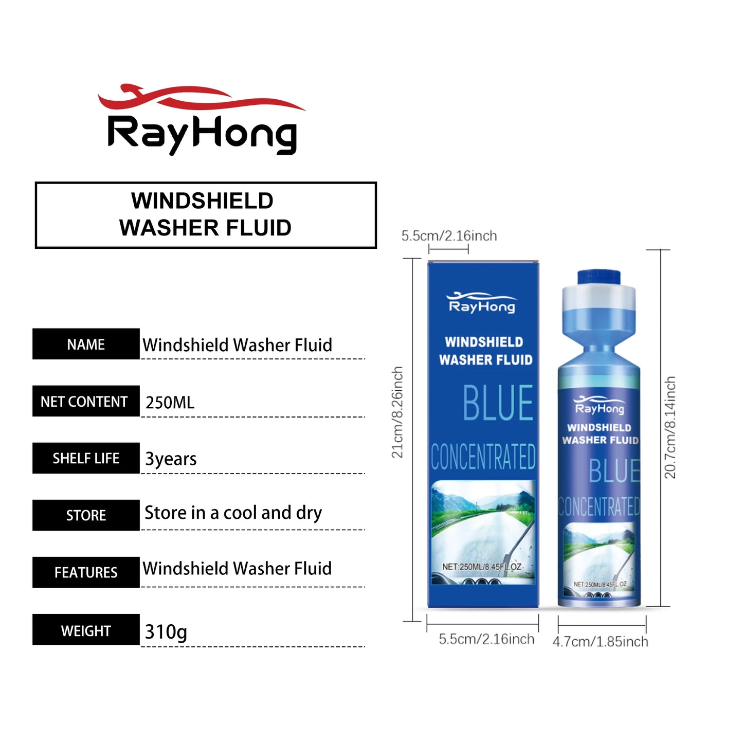Rayhong Windshield Washer Fluid – Anti-Fog Oil Film Remover