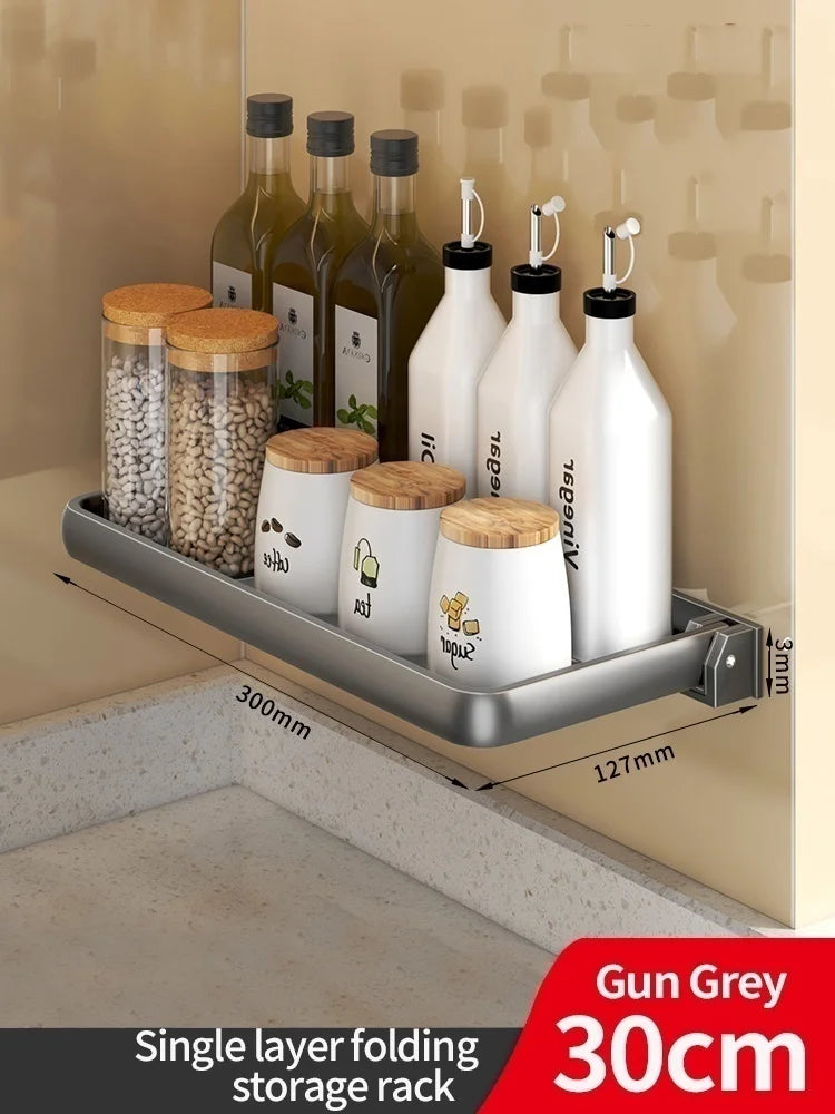 Foldable Kitchen Storage Rack & Fridge Organizer | Aluminum