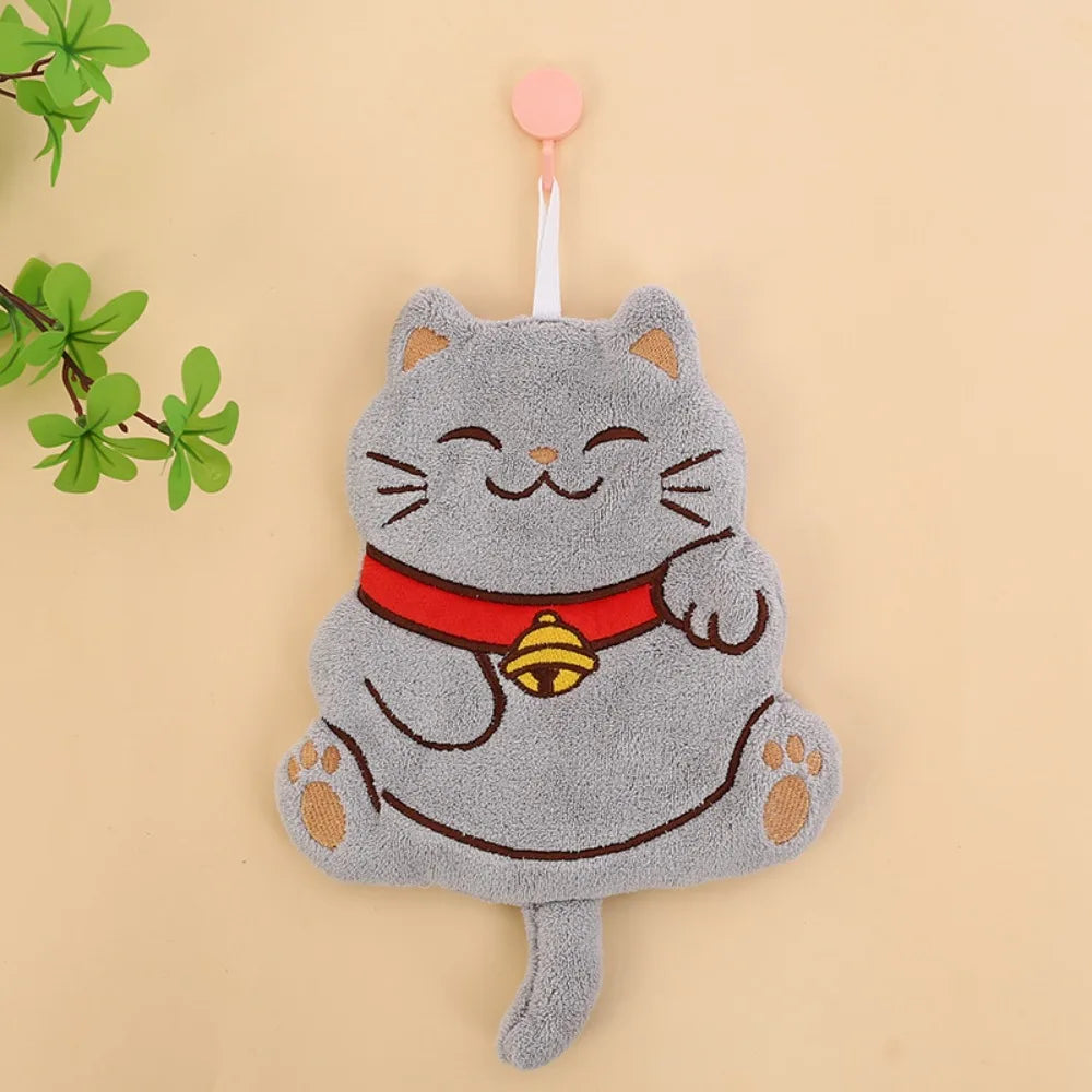Cute Cartoon Cat Linen Hand Towels – Kitchen & Bathroom Kitchen Hand Towel Peaceful Pleasures Health and Wellness