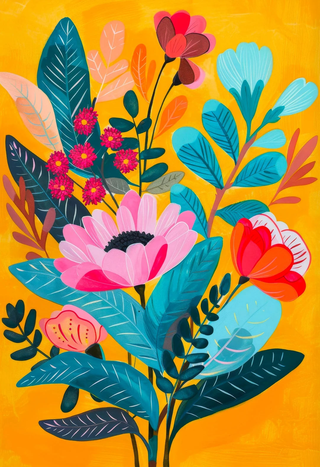 Abstract Floral Canvas Wall Art Print – Modern Botanical Poster Canvas Wall Art Print Peaceful Pleasures Health and Wellness 15 40x60cm Unframed