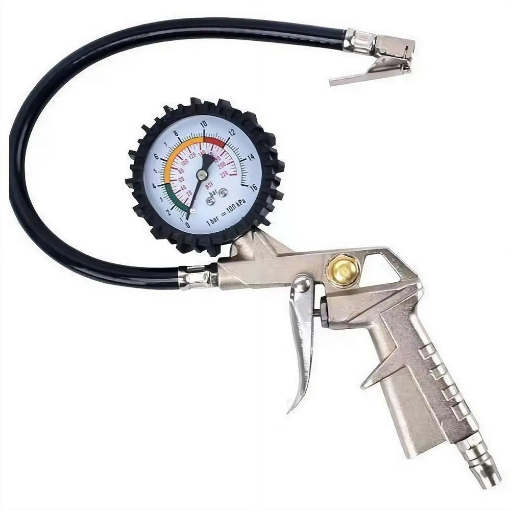 Auto Tire Pressure Gauge for Car and SUV Inflation Peaceful Pleasures Health and Wellness Silvery