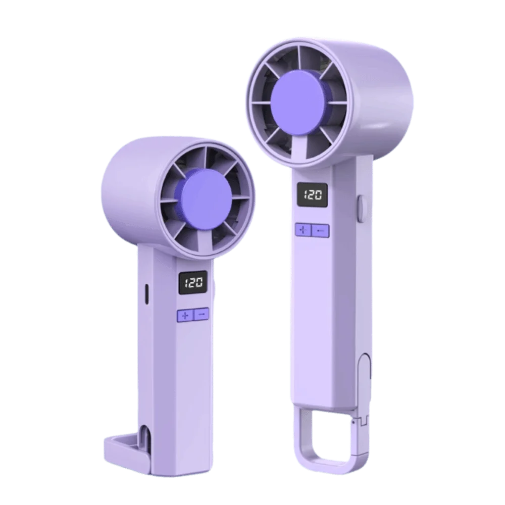 Portable USB Mini Electric Hand Fan with Digital Display
