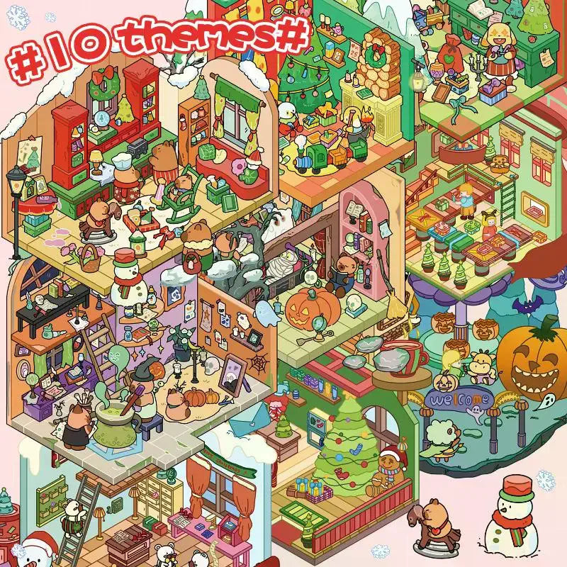 10-Pc Christmas Miniature Diorama Stickers – DIY Scrapbook Set