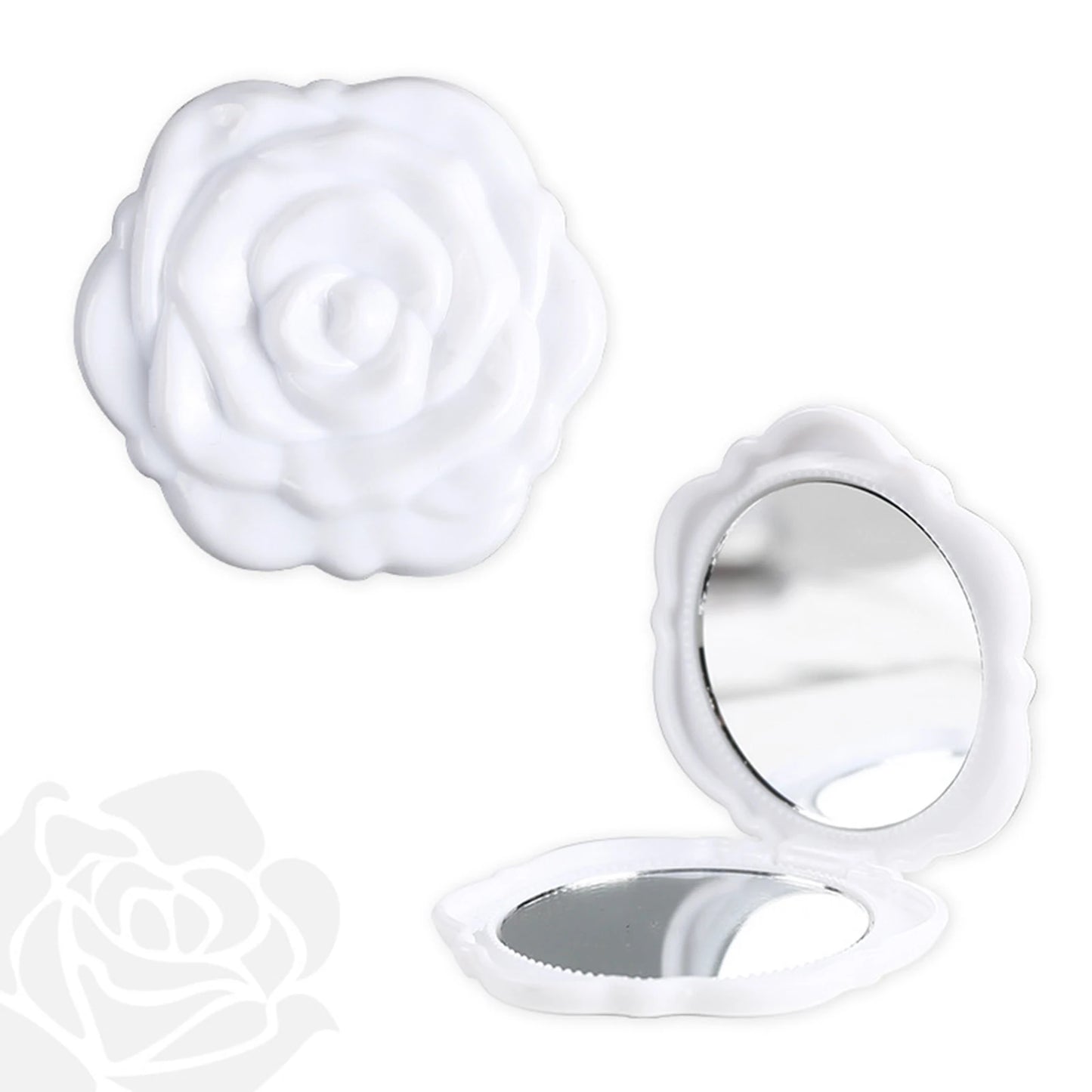 Retro Rose Double-Sided Folding Pocket Compact Mirror