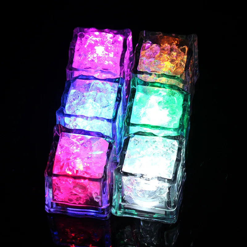 LED Glow Ice Cubes 12–48pcs | Flashing Light-Up Party Decor