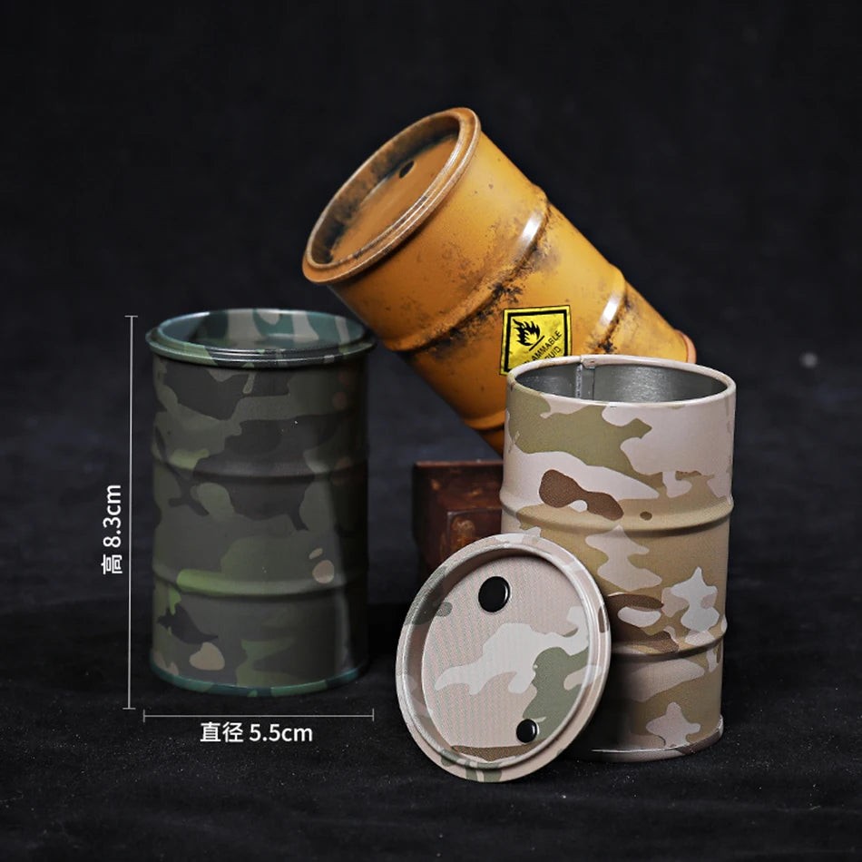 Iron Mini Oil Drum Model Chemistry Car Storage Box Desktop Decoration