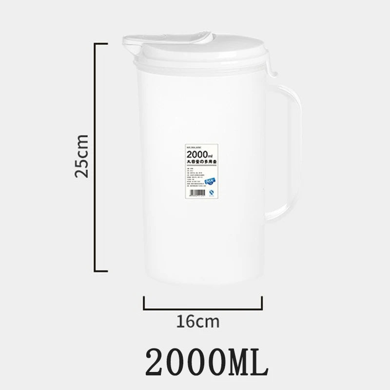 Large Capacity Plastic Juice Pitcher & Water Jug – Heat-Resistant, 1600ml or 2200ml, with Lid