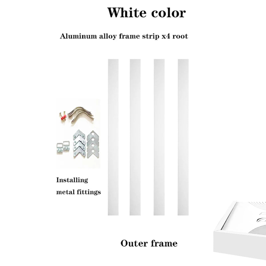 Aluminum Alloy Canvas Narrow Edge Simple Metal Mural Oil Painting Frame 9 Colors Can Be Customized in Large Sizes Peaceful Pleasures Health and Wellness Matte white 50x60cm