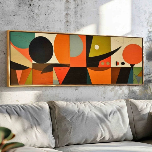 Mid Century Modern Panoramic Print, Modern Canvas Poster Print, Abstract Art, Geometric Wall Art, Boho Wall Decor,Large Wall Art Peaceful Pleasures Health and Wellness ZLH4211 20x60cm No Frame