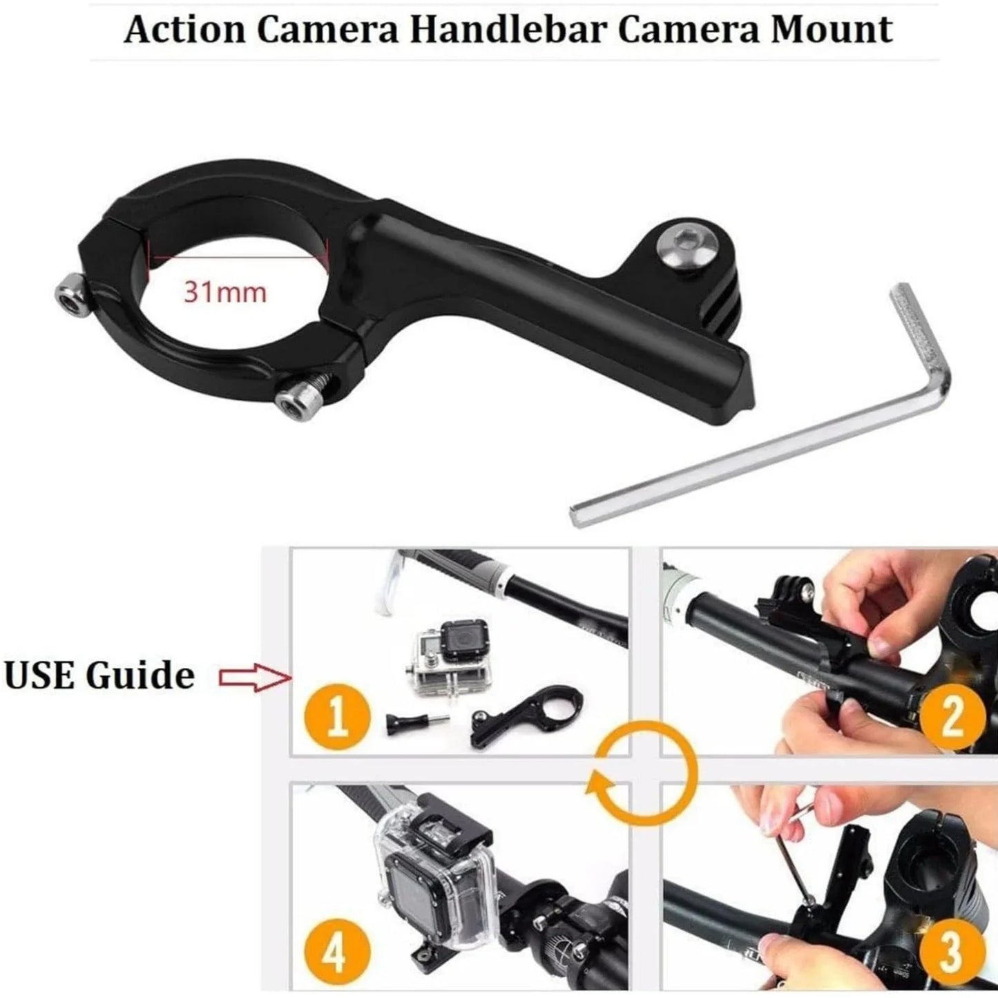 Aluminum Handlebar Mount for GoPro, Insta360 & DJI Cameras