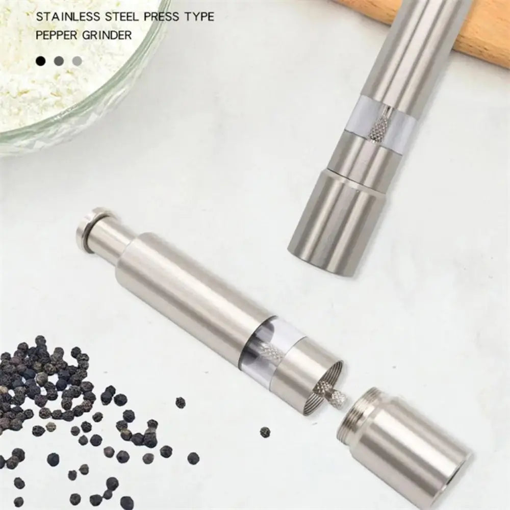 Stainless Steel Push Button Salt & Pepper Grinder | Portable