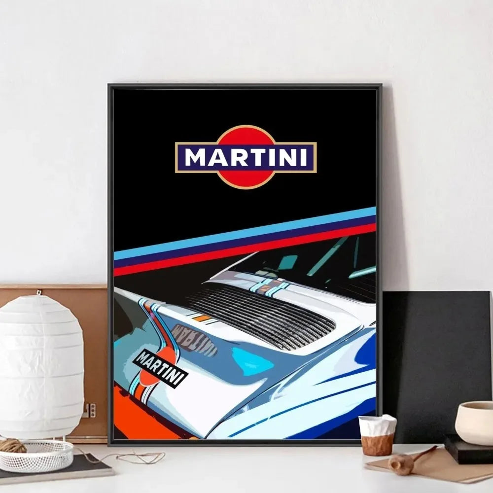 Martini Racing Retro Poster Canvas Painting Bar Retro Poster Mural Modern Home Living Room Bedroom Study Decorative Art Peaceful Pleasures Health and Wellness Z 40x50cm Unframed
