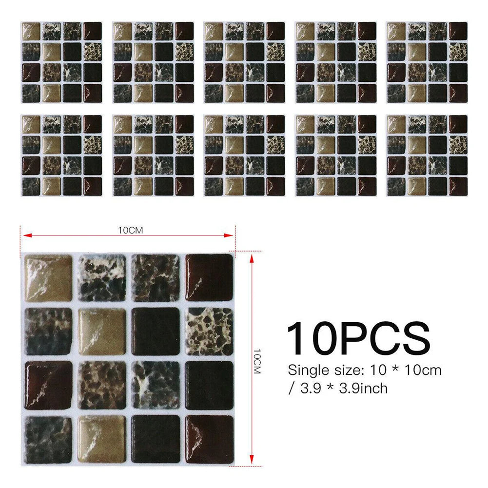 Self-adhesive Mosaic Tile Stickers Stick Bathroom Kitchen Wall Decal