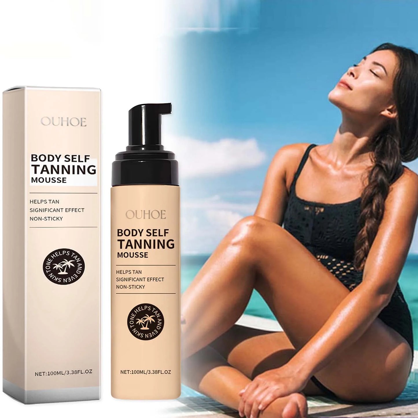 Sunless Self Tanning Mousse – Natural Bronze Glow Face & Body