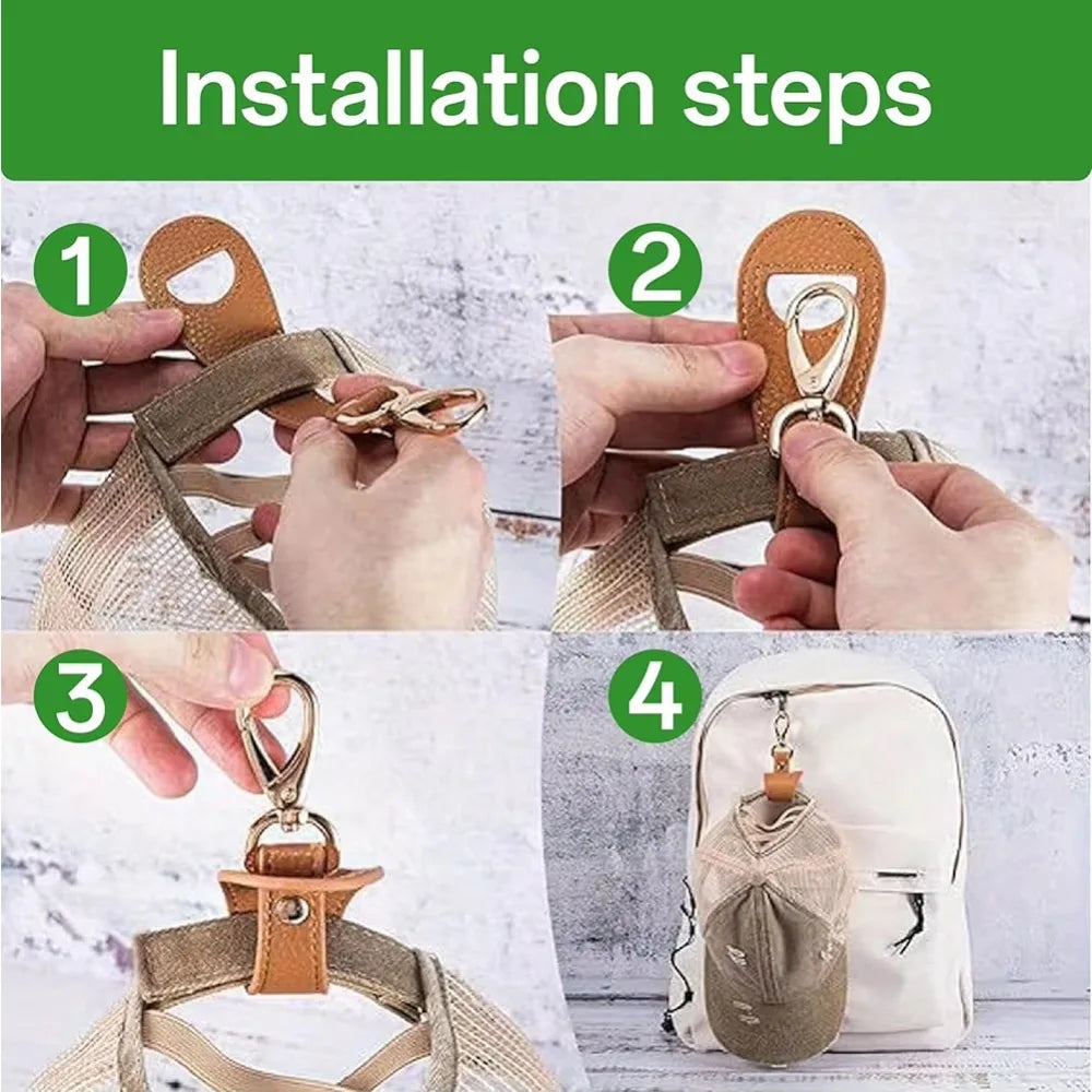PU Leather Hat Clip for Bags & Backpacks | Anti-Loss Travel