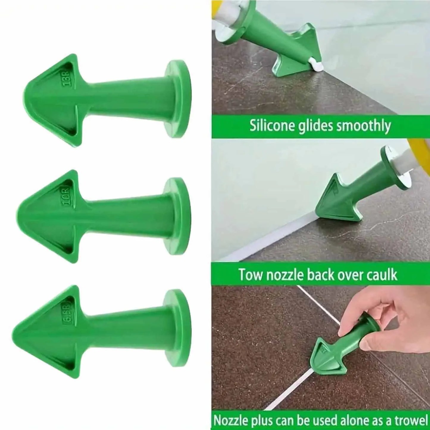 3pcs Caulk Nozzle Applicator Convenient to Use with Non-Stick Special Materials Suitable for Building Window Balcony Peaceful Pleasures Health and Wellness