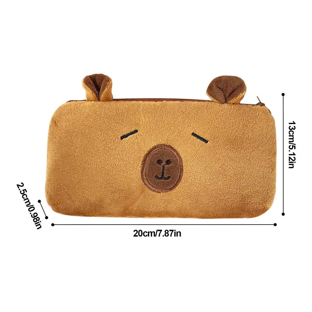 Capybara Plush Pencil Case – Cute Large Capacity Stationery Bag