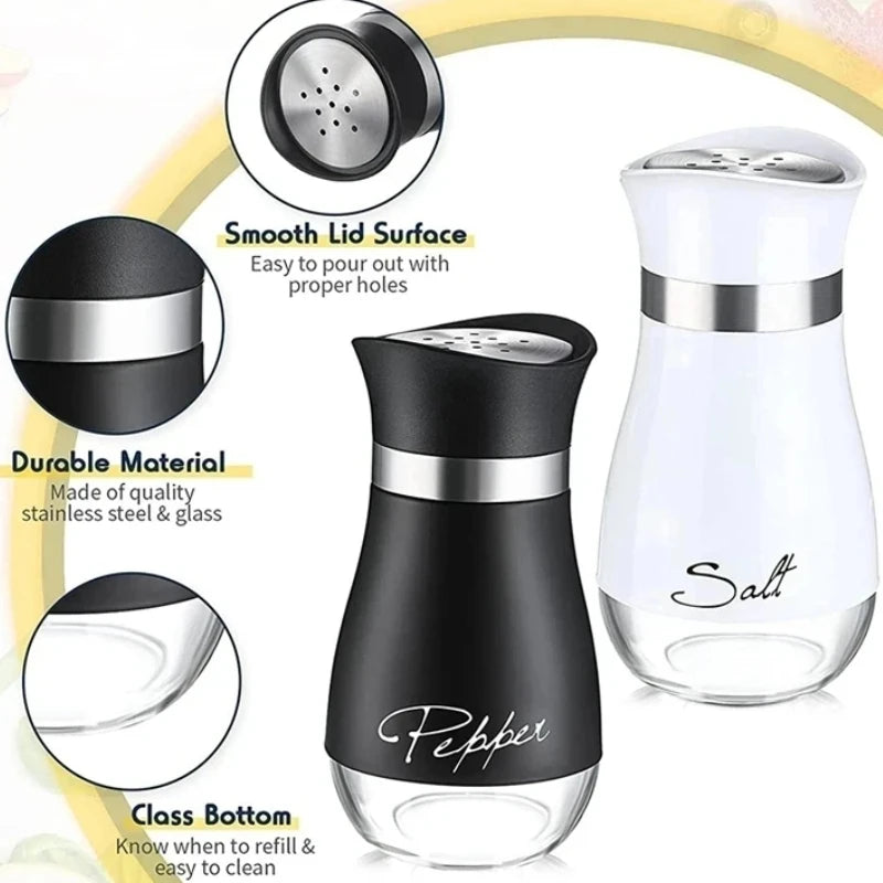 2 practical reusable seasoning containers salt and pepper bottle set sealed and moisture-proof for home and commercial kitchens Peaceful Pleasures Health and Wellness