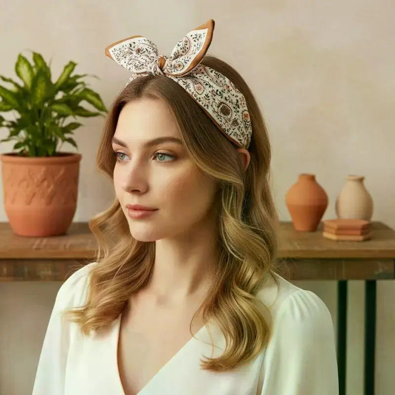 Floral Paisley Bohemian Rabbit Ear Headband | Stretchy