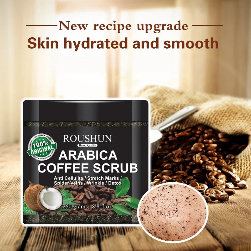 ROUSHUN ARABICA COFFEE SCRUB Large Capacity Family Pack Body Scrub Gentle Deep Cleansing Skin Peaceful Pleasures Health and Wellness