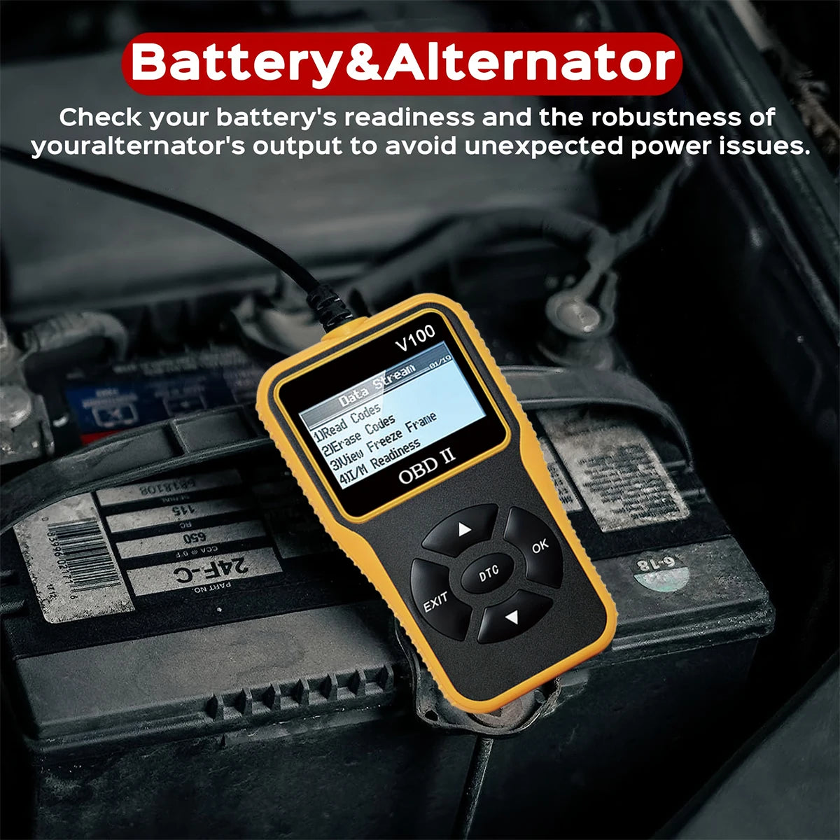 Car OBD2 Scanner Diagnostic Tool Code Reader, Car Voltage Tester Engine Fault Code Scanner, Charging Tester Diagnostic Tool Y100 Peaceful Pleasures Health and Wellness