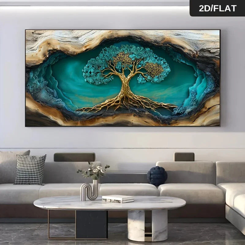 1pc Frameless Modern Abstract Tree of Life Canvas Wall Art Large Print for Living Room & Bedroom Decor, Artistic Interior Accent Peaceful Pleasures Health and Wellness