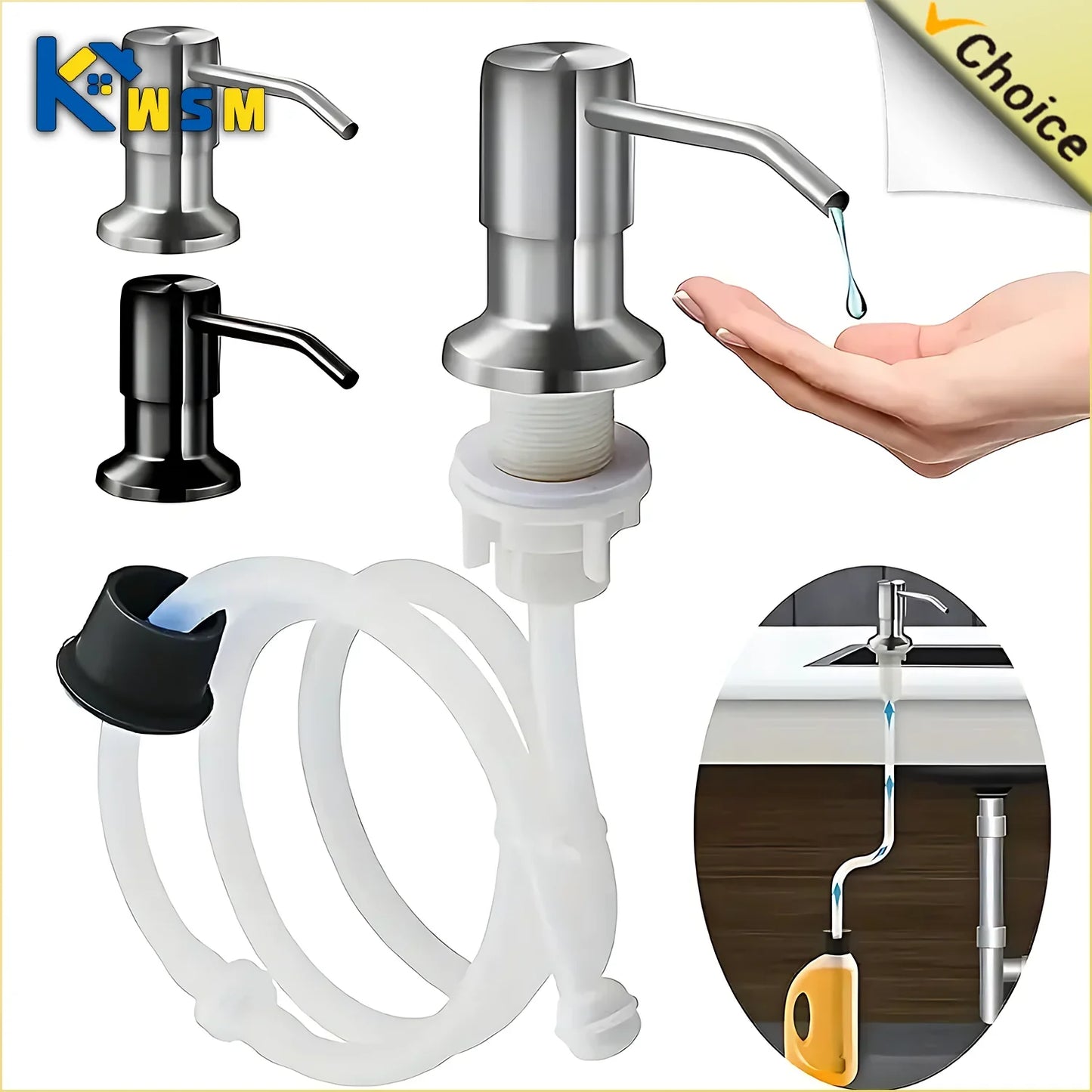 Stainless Steel Sink Soap Dispenser Pump | 1 or 2 Pack