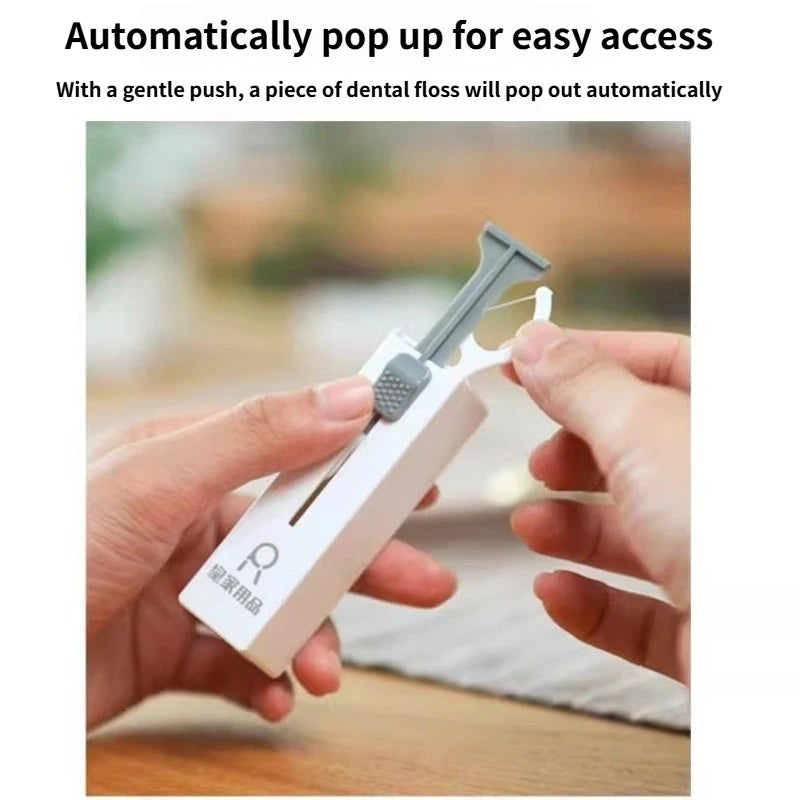 Portable Plastic Teeth Flosser Automatic Dental Floss Storage Box Floss Pick Dispenser Tooth Cleaning for Traveling Camping Peaceful Pleasures Health and Wellness