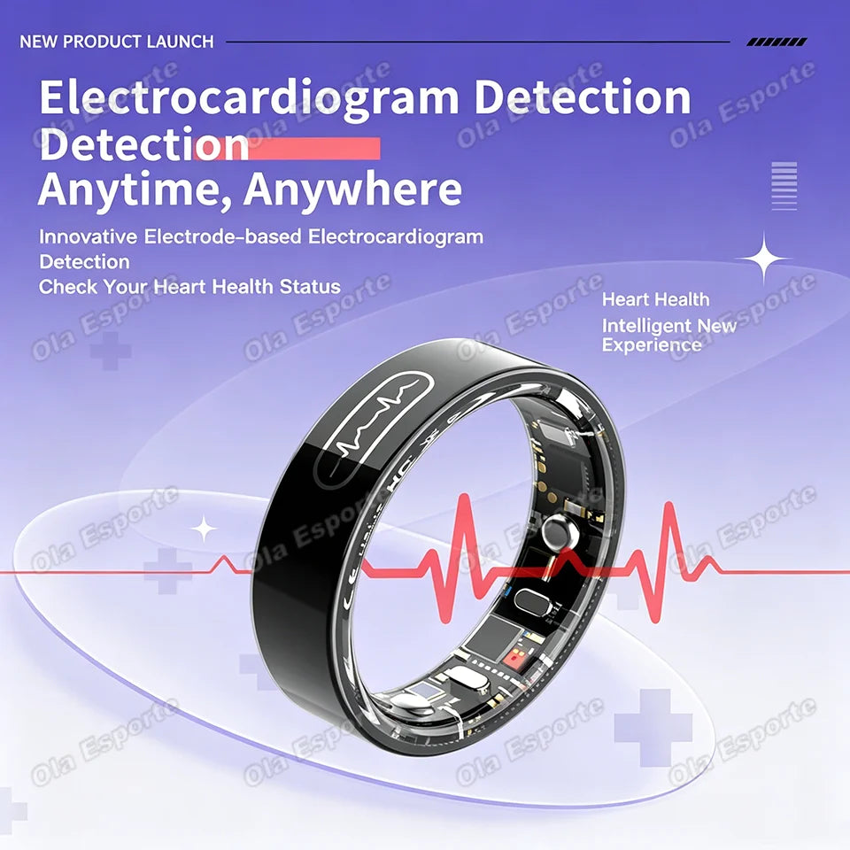 AI ECG Smart Ring – Heart Rate, Blood Pressure & Sleep Monitor