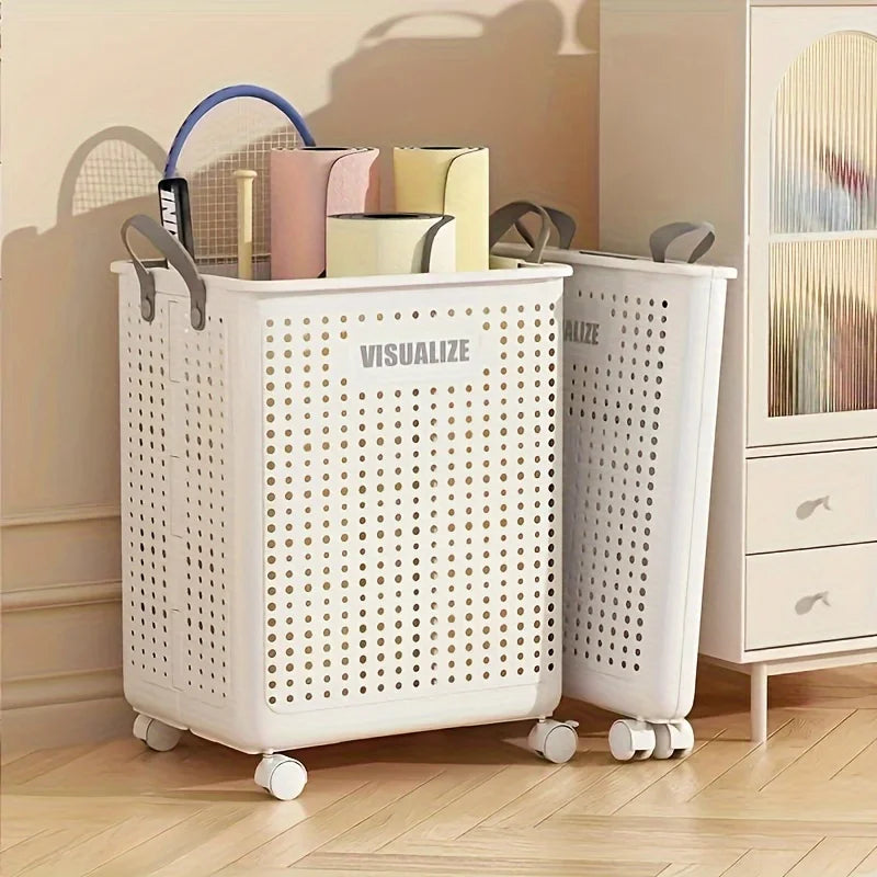 Rolling Foldable Laundry Basket with Wheels – Large Capacity