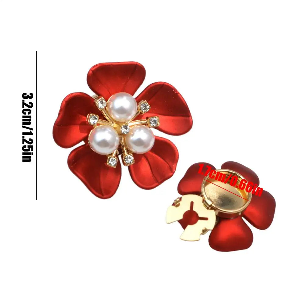 1pcs Fashion Rhinestone Button Covers Shirt Buttons Sleeve Flower Cufflinks for Men Women Decorative Accessories Jewelry Gifts Peaceful Pleasures Health and Wellness Red