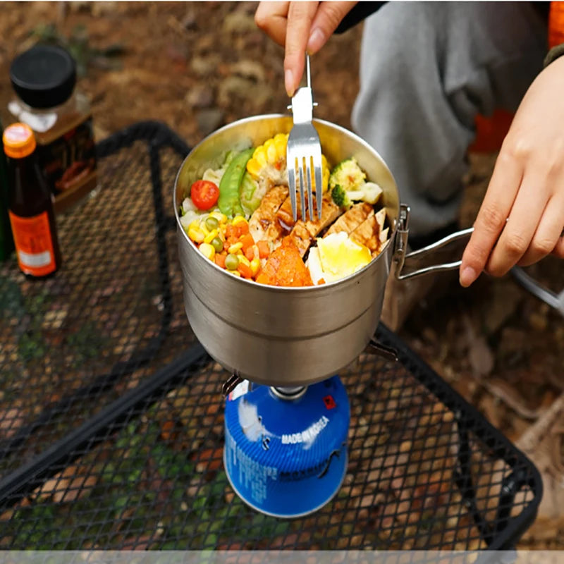 304 Stainless Steel Camping Bento Pot | Portable Outdoor Cookware