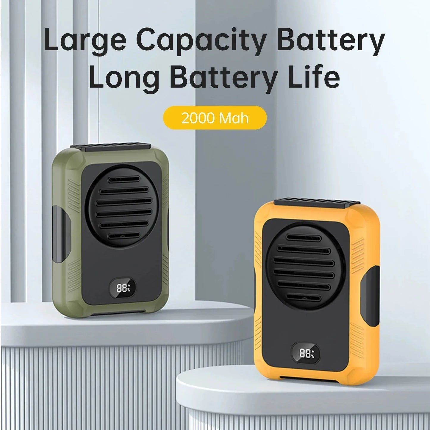 Rechargeable Bladeless Portable Neck Waist Fan 3-Speed with 2000mAh Power Bank LED Display USB for Outdoor Sports Working Peaceful Pleasures Health and Wellness