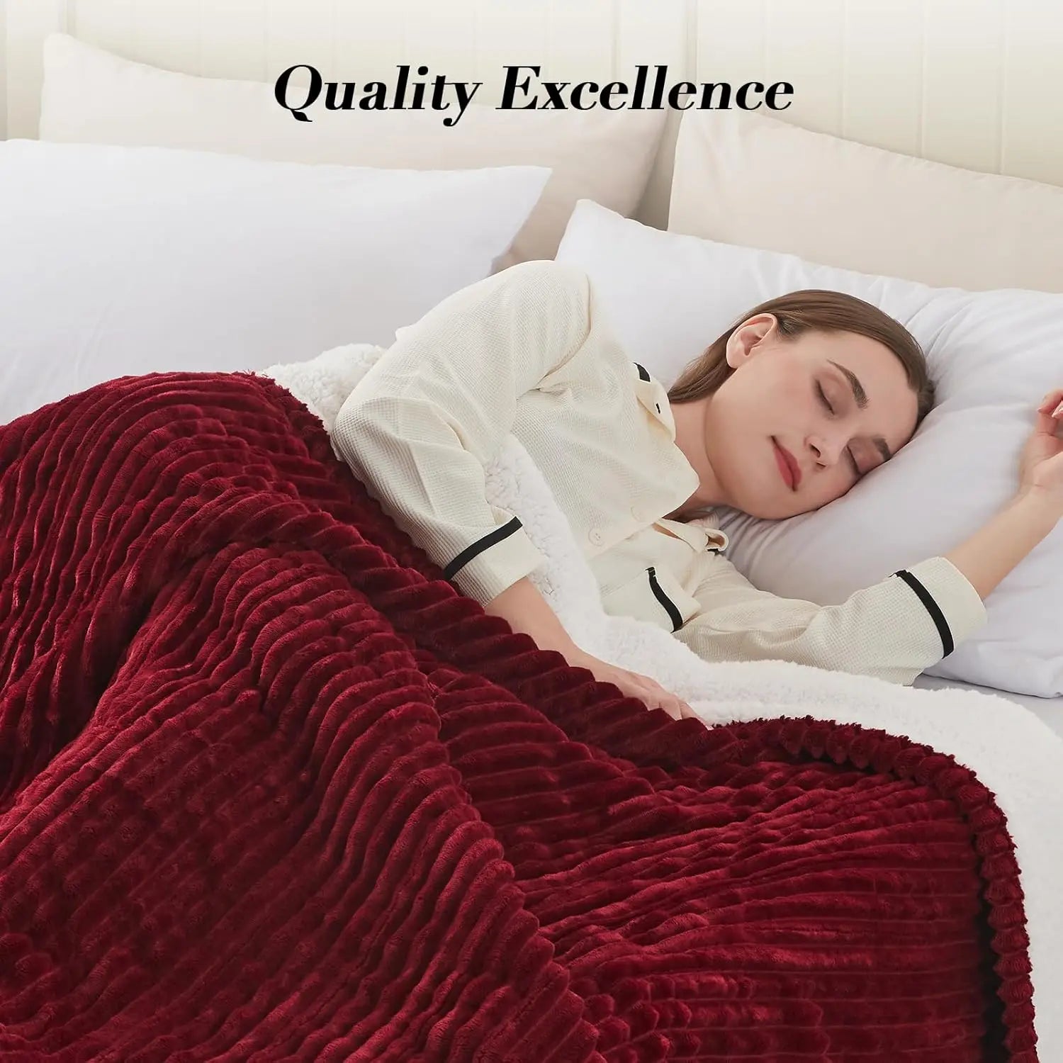 Ribbed Flannel & Sherpa Heated Blanket 62x84" – 10 Levels, Auto Off Peaceful Pleasures Health and Wellness