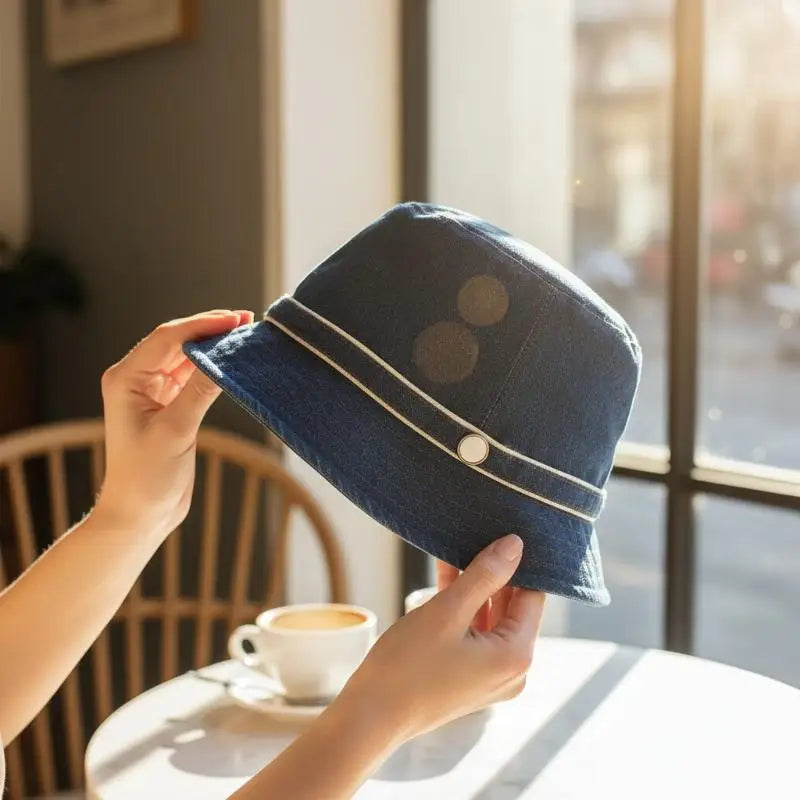 Retro Denim Bucket Hat Women – Short Brim Fisherman Sun Cap