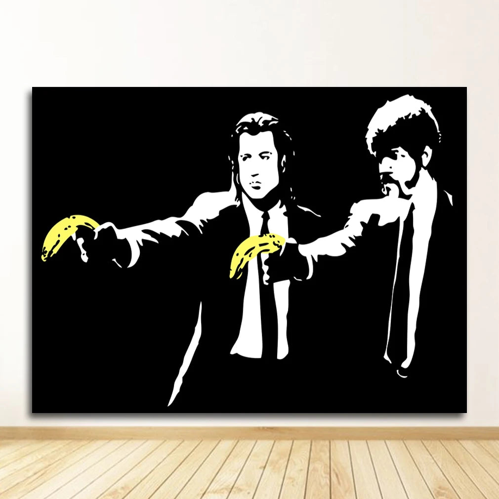 Banksy Abstract Canvas Wall Art Print | Nordic Living Room Decor