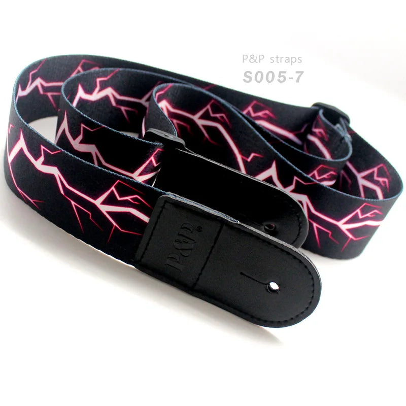 Guitar Strap Printed Wide Purple Lightning Pentagram Devil Musician